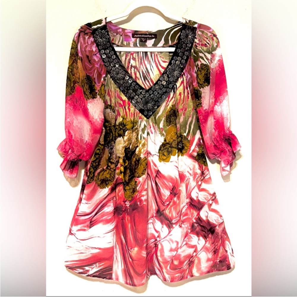 Rose floral tunic dress size M